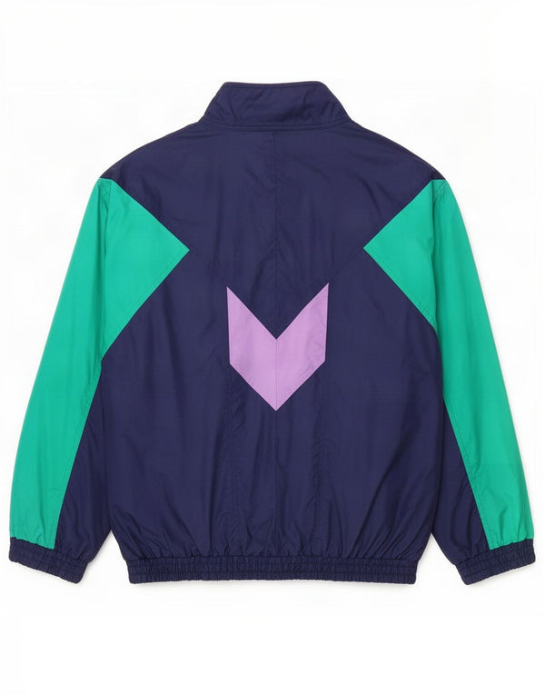 Giacca da ginnastica vintage da uomo grande in poliammide color block blu navy