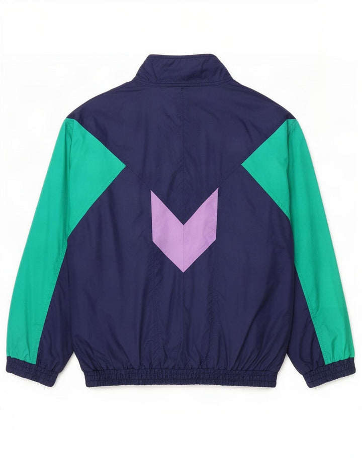 Giacca da ginnastica vintage da uomo grande in poliammide color block blu navy
