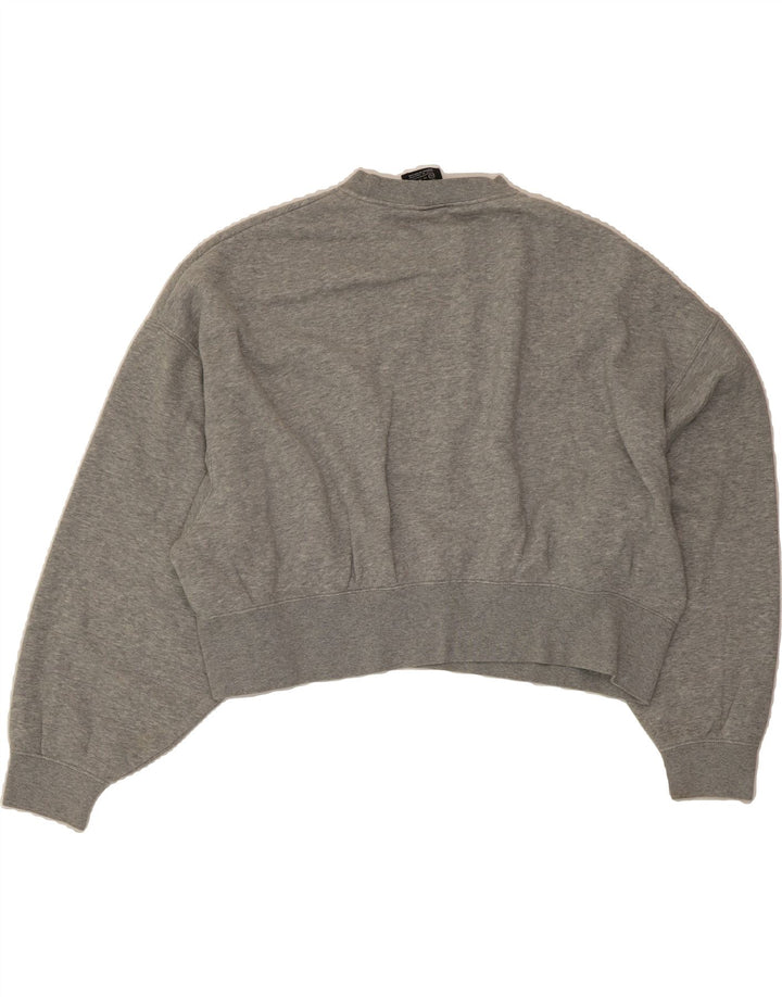 NIKE Womens Oversized Crop Sweatshirt Jumper UK 6 XS Grey Cotton Vintage Nike and Second-Hand Nike from Messina Hembry 