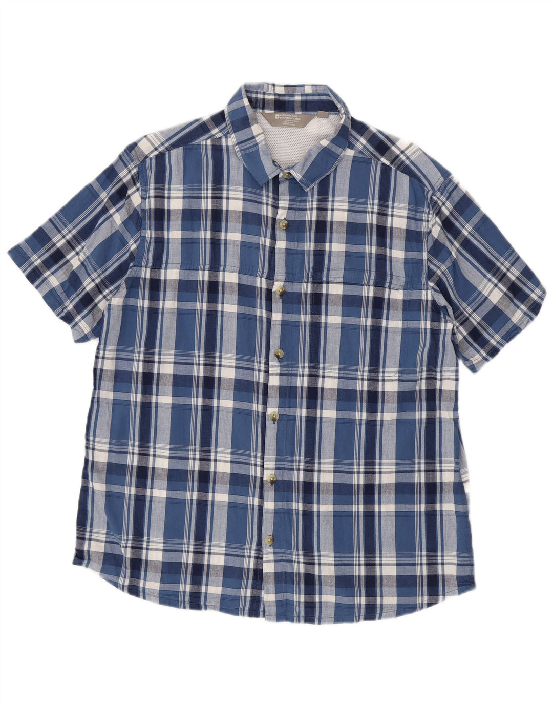 Camicia a maniche corte da uomo Mountain Warehouse in cotone a quadri blu grande