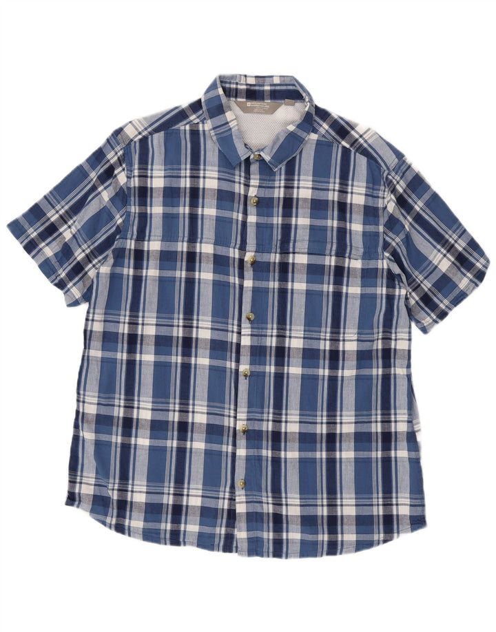 Camicia a maniche corte da uomo Mountain Warehouse in cotone a quadri blu grande