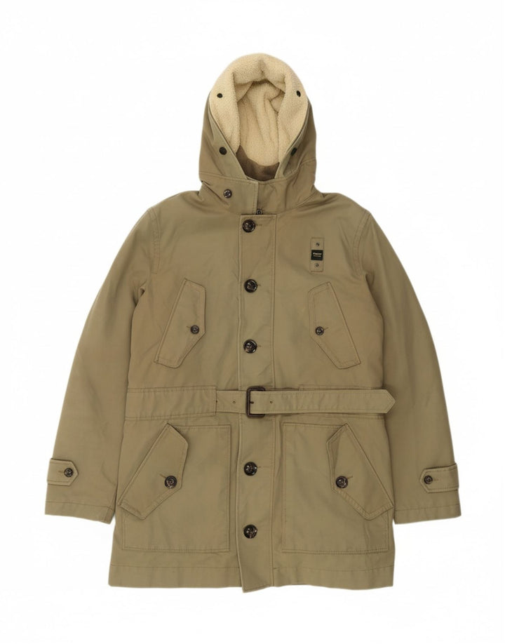BLAUER Mens Hooded Parka Jacket UK 40 Large Khaki Vintage Blauer and Second-Hand Blauer from Messina Hembry 