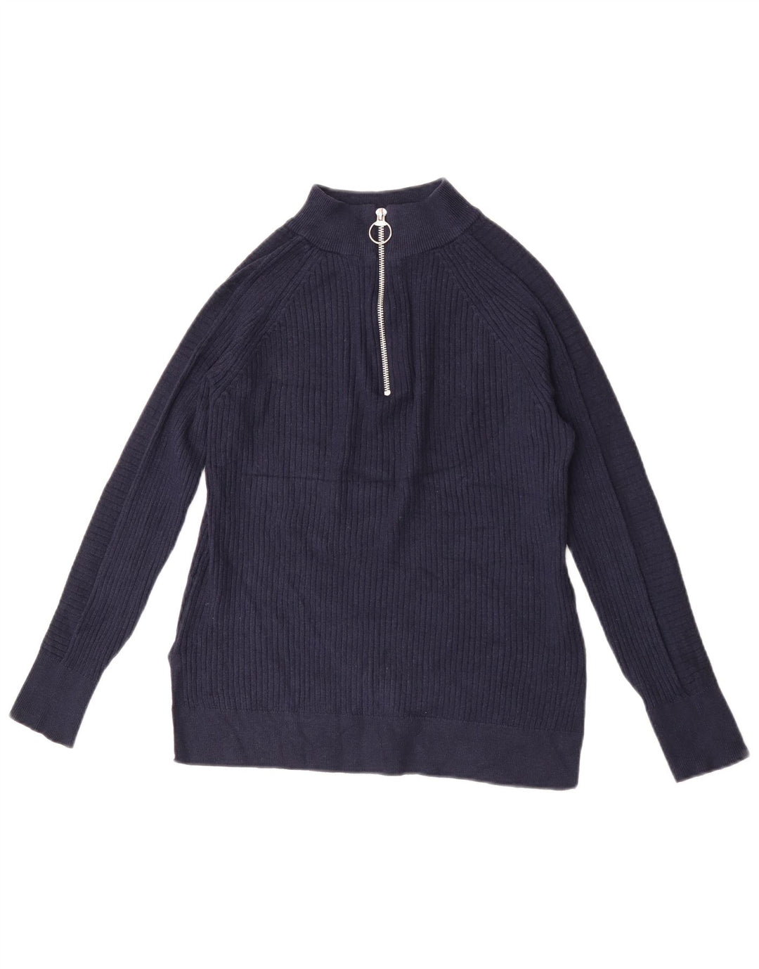 Maglione maglione con collo con zip da donna Marks & Spencer UK 10 piccolo blu navy