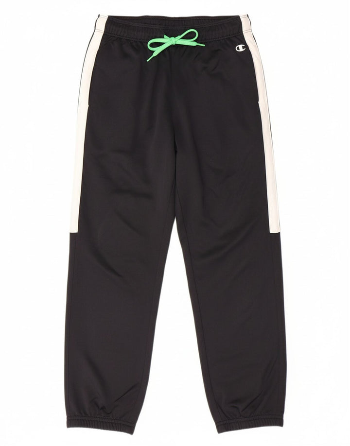 CHAMPION Boys Climalite Tracksuit Trousers Joggers 7-8 Years Small  Black