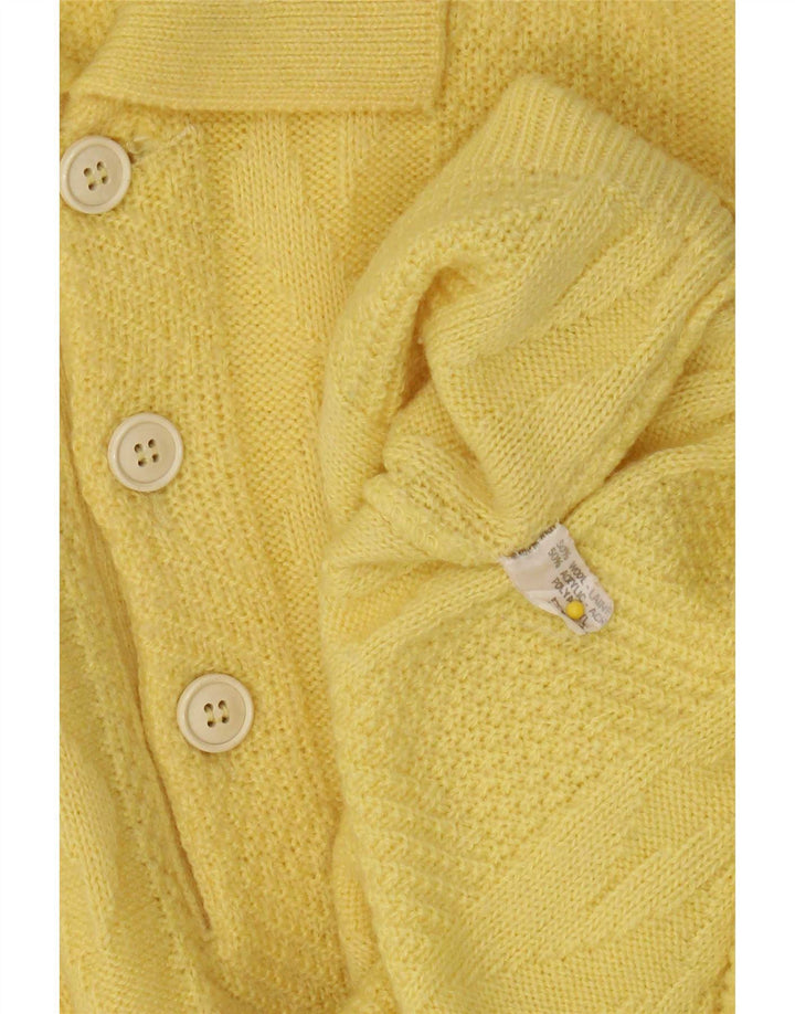 Maglione vintage da uomo con collo a polo, grande, in lana gialla