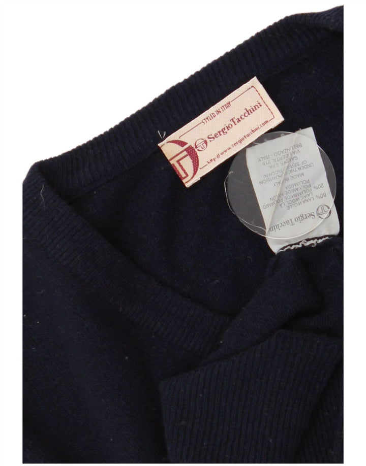 Maglione da uomo con scollo a V Sergio Tacchini 2XL in lana blu navy