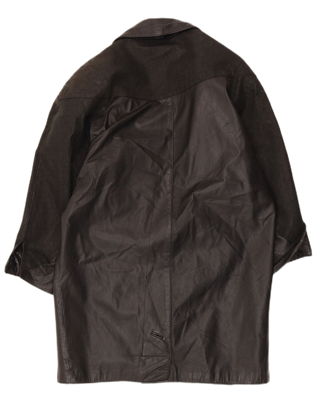 Cappotto in pelle da donna con maniche a 3/4 Winlit UK 14 blocco colore nero medio
