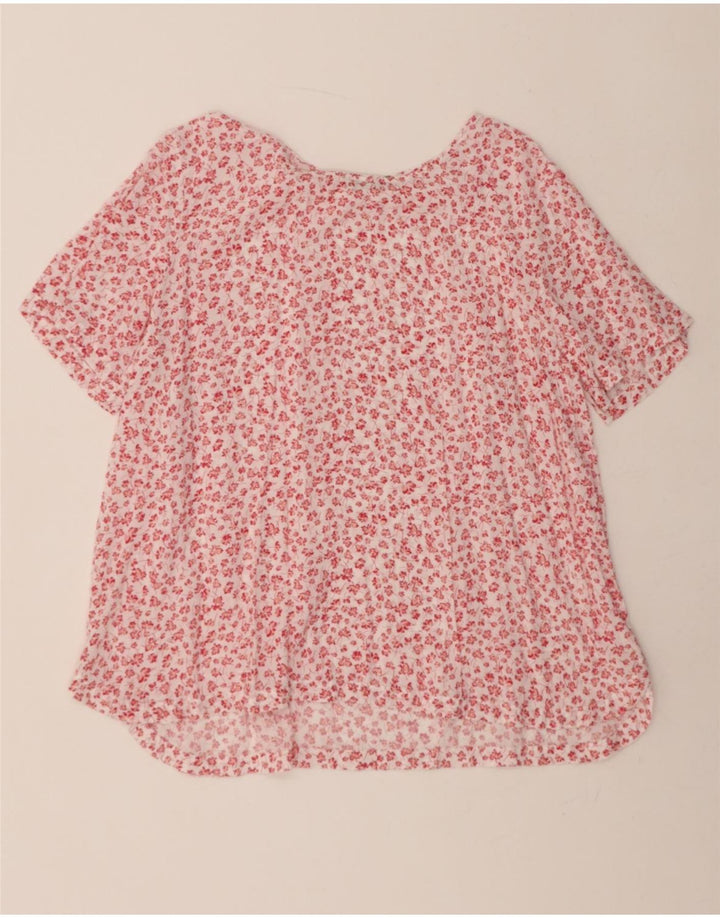 BENETTON Womens Blouse Top UK 18 XL Red Floral Vintage Benetton and Second-Hand Benetton from Messina Hembry 