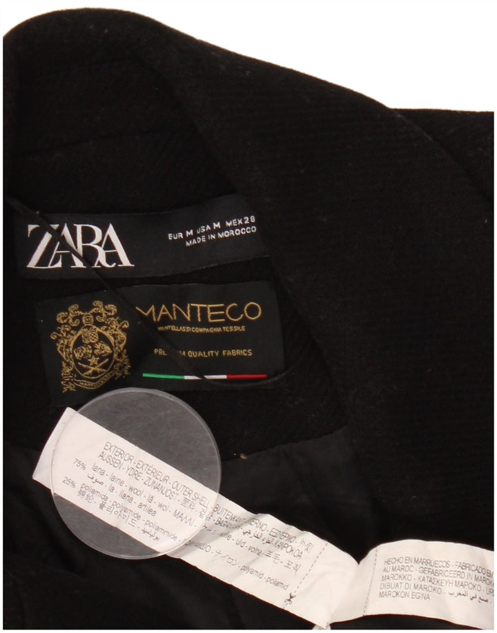 Cappotto doppiopetto Manteco da donna ZARA UK 14 medio in lana nera
