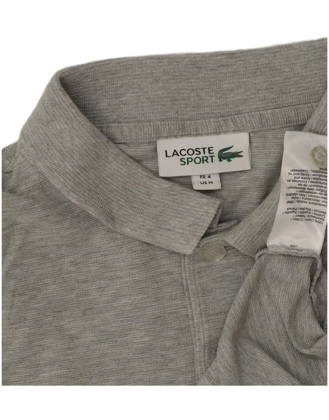 Polo da uomo Lacoste taglia 4 in cotone chiazzato grigio medio
