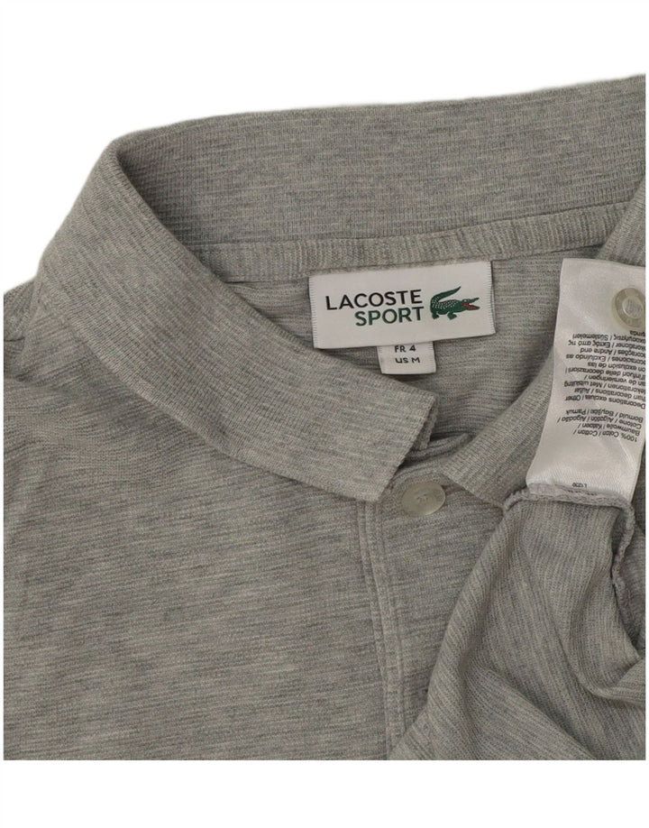 Polo da uomo Lacoste taglia 4 in cotone chiazzato grigio medio