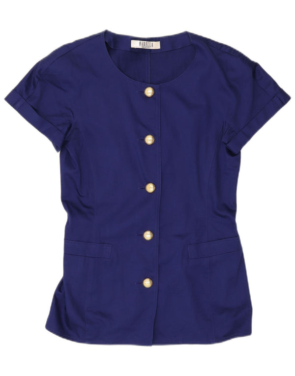 Top cardigan a maniche corte da donna Marella UK 10 piccolo blu navy