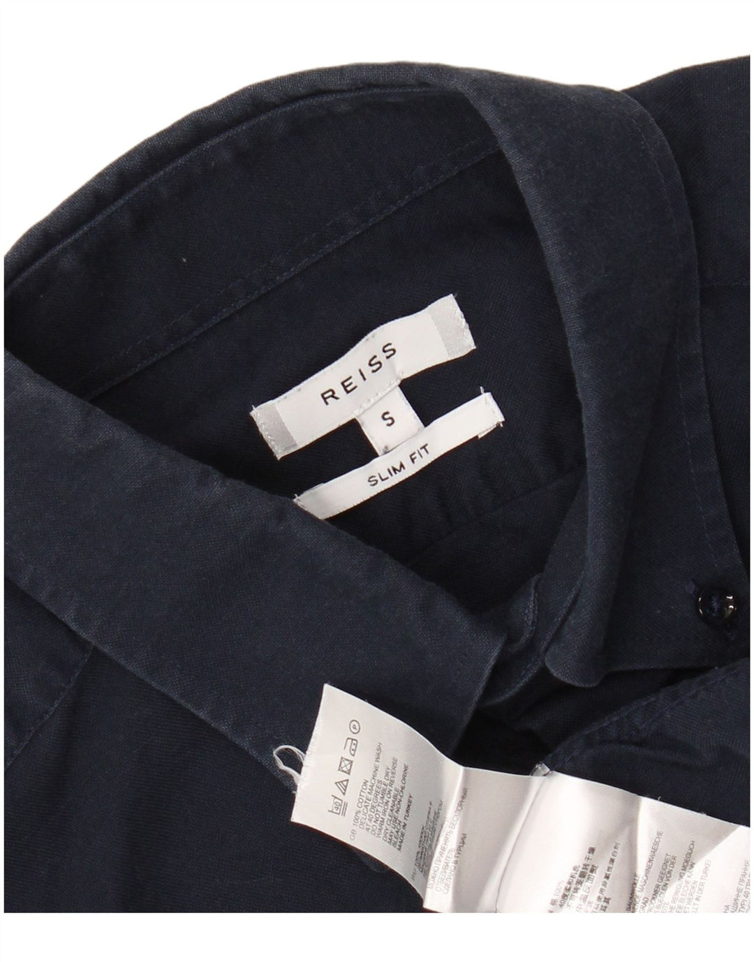 Camicia REISS da uomo slim fit piccola in cotone blu navy