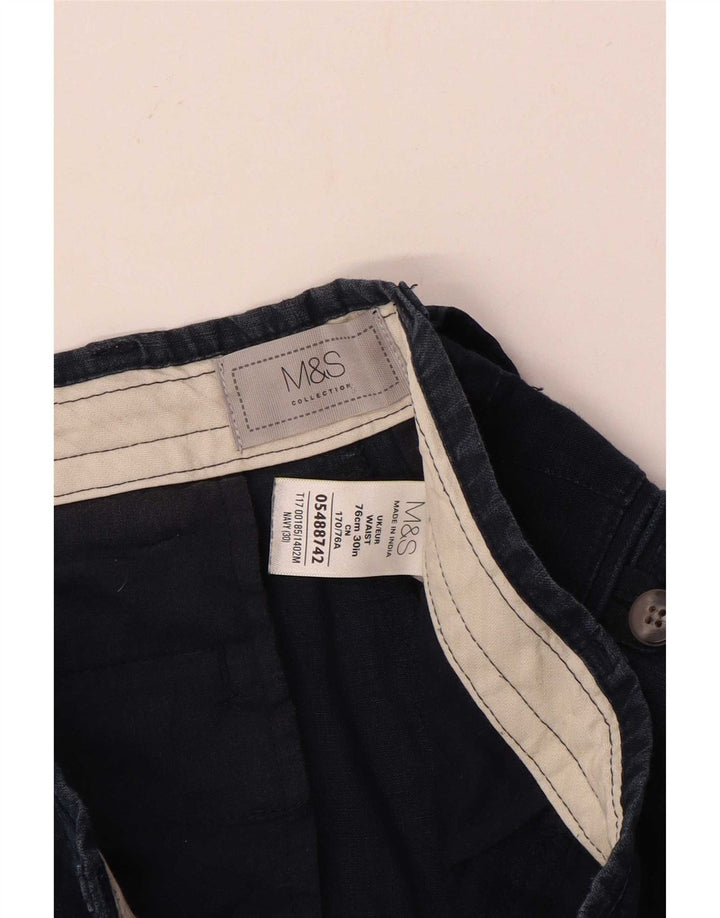 Pantaloncini chino da uomo Marks & Spencer W30 medio lino blu navy