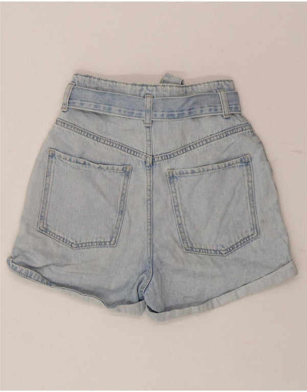 Zara Womens High Waist Denim Shorts EU 32 2XS W22  Blue Cotton