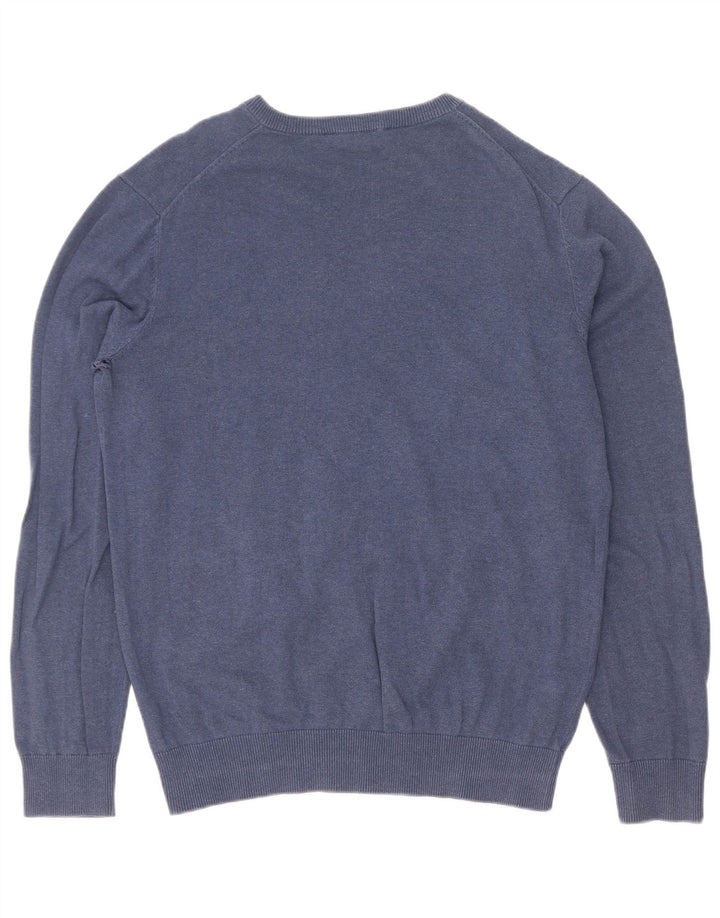 Crew Clothing Maglione da uomo con scollo a V grande cotone blu