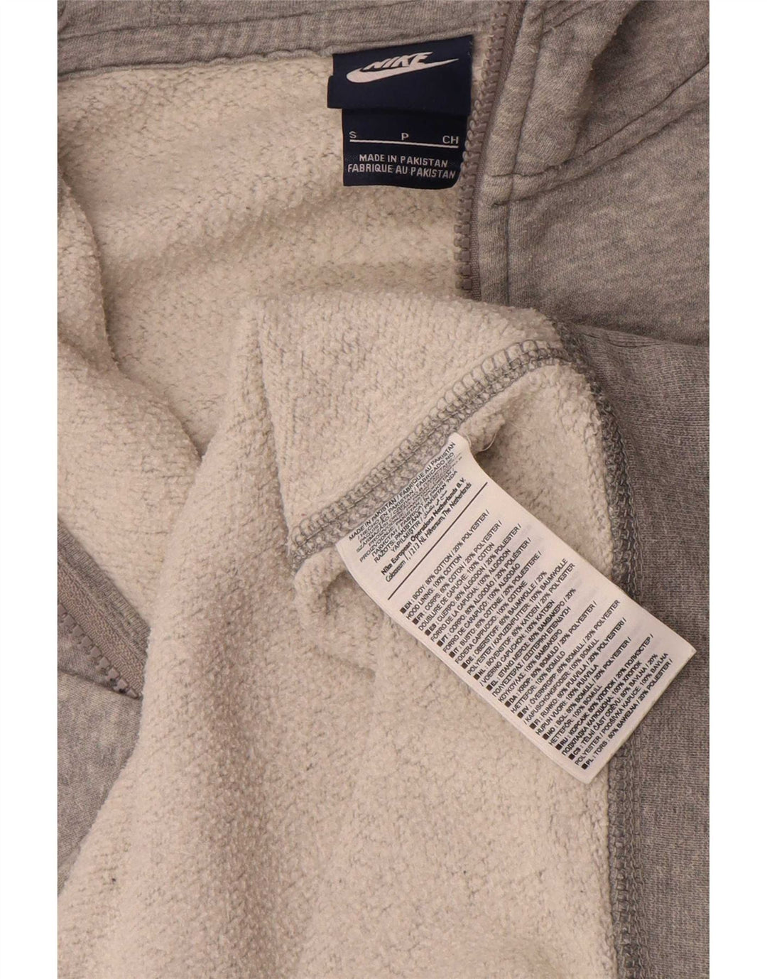 Felpa con cappuccio e zip Nike da uomo, piccola, in cotone grigio screziato
