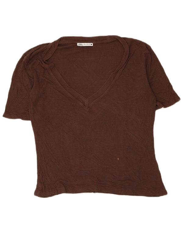 T-shirt Zara da donna Top UK 12 Marrone medio