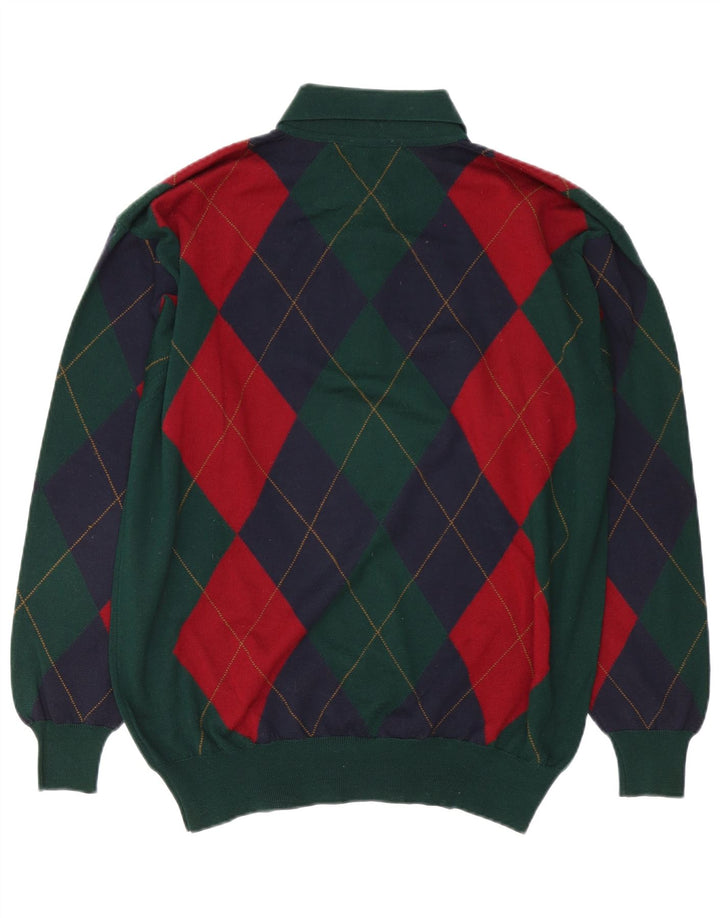 Sky & Eagle Maglione da uomo con collo alto Maglione grande verde a rombi/diamante
