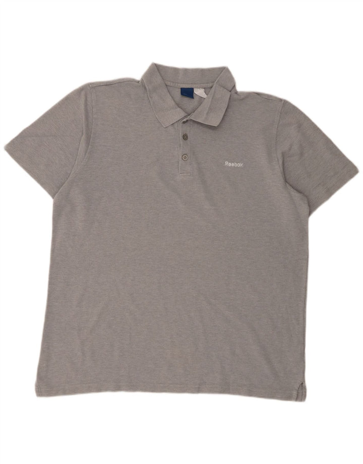 Polo Reebok da uomo XL in cotone chiazzato grigio