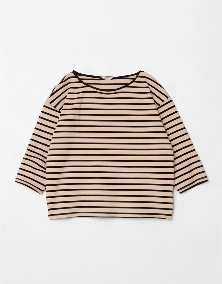 Top Zara Donna Oversize Manica 3/4 UK 10 Small Bianco a Righe