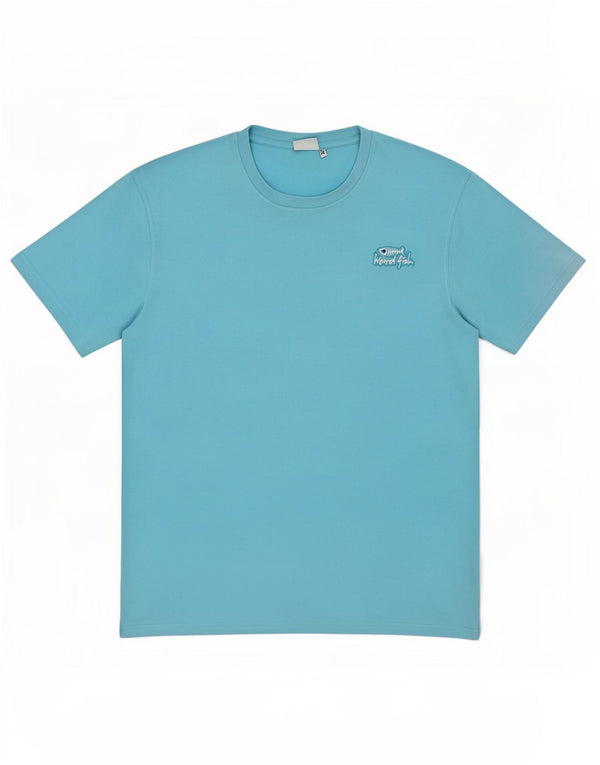 T-shirt da uomo Weird Fish Top XL in cotone blu