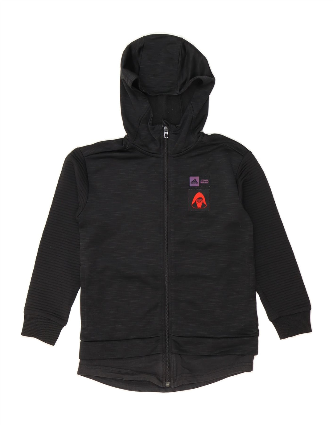 ADIDAS Boys Zip Hoodie Sweater 9-10 Years Black Pinstripe Polyester Vintage Adidas and Second-Hand Adidas from Messina Hembry 