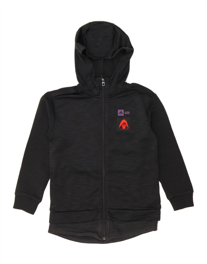 ADIDAS Boys Zip Hoodie Sweater 9-10 Years Black Pinstripe Polyester Vintage Adidas and Second-Hand Adidas from Messina Hembry 