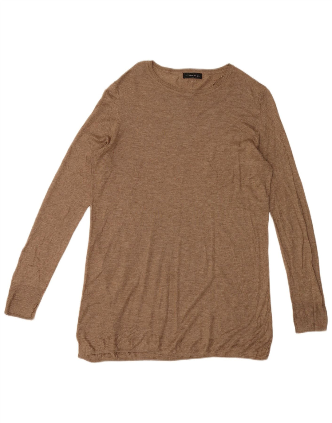 Top Zara da donna a maniche lunghe a maniche lunghe UK 14 Viscosa marrone medio
