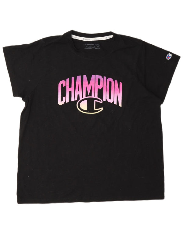 T-shirt grafica da donna Champion Top UK 18 XL cotone nero