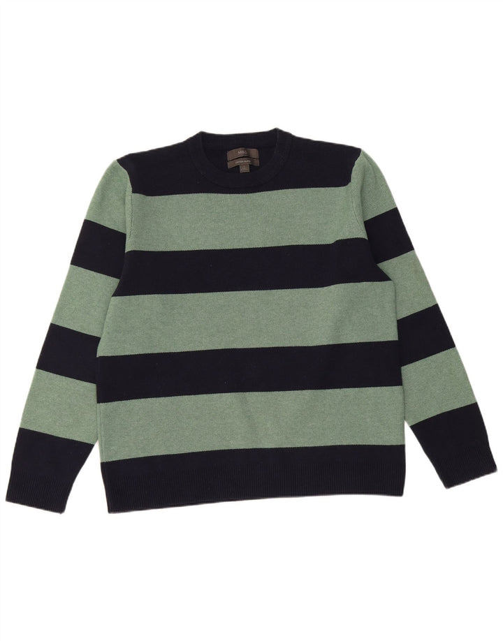 Marks & Spencer Maglione girocollo da uomo a righe grandi blu navy