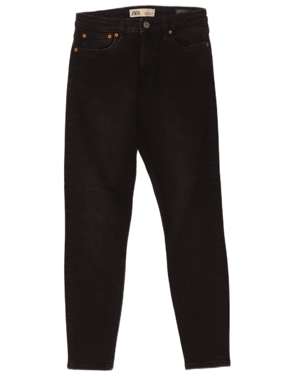 Jeans skinny corti da donna Zara EU 38 piccoli W28 L26 cotone nero