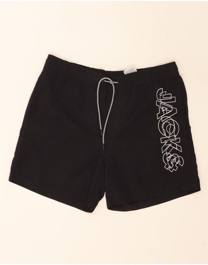 Pantaloncini da bagno grafici da uomo Jack & Jones medio poliestere nero