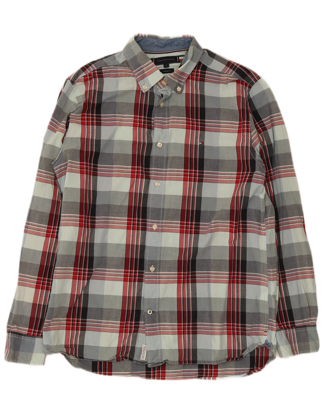 Camicia da uomo Regular Fit Tommy Hilfiger Large in cotone a quadri multicolore