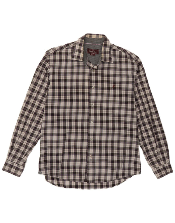 Camicia da uomo Marlboro Classics in cotone a quadri viola medio