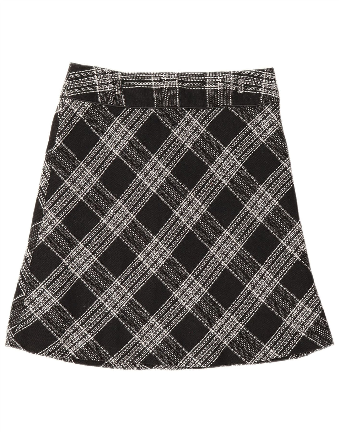 Gonna a trapezio da donna Bay UK 12 media W30 acrilico a quadri nero