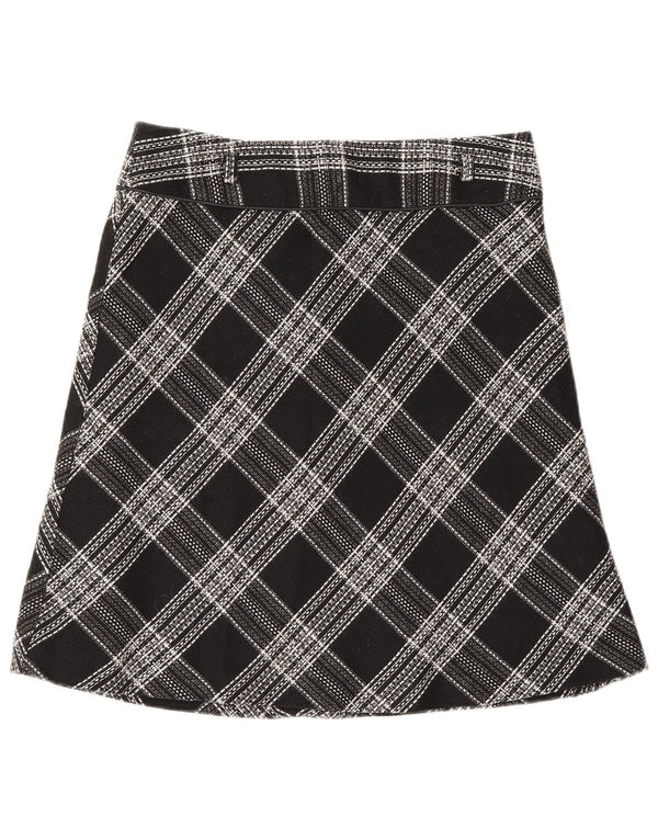 Bay Womens A-Line Skirt UK 12 Medium W30  Black Check Acrylic