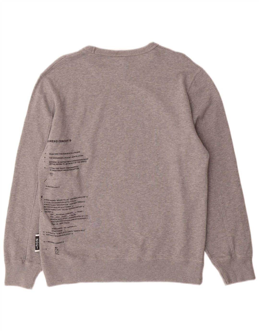 NOUMENO CONCEPT Felpa grafica da uomo Maglione cotone grigio medio