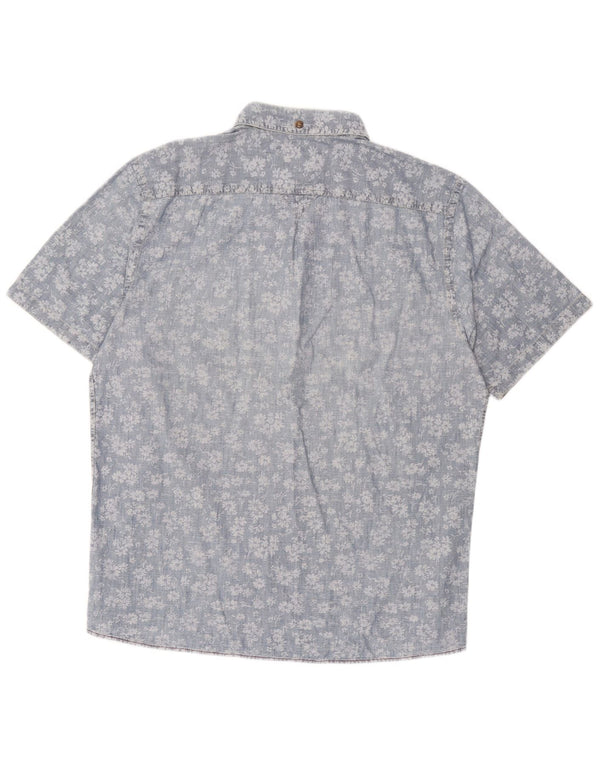 Camicia pullover slim fit a maniche corte da uomo Marlboro Classics 2XL Blu floreale