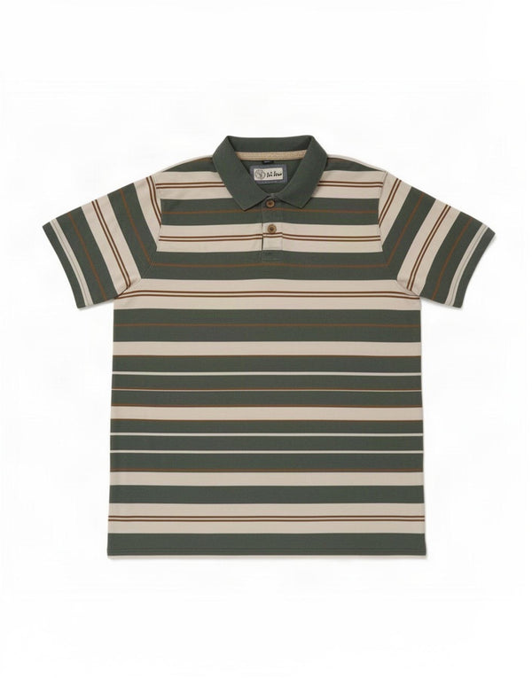 Polo da uomo Fat Face XL in cotone a righe verdi