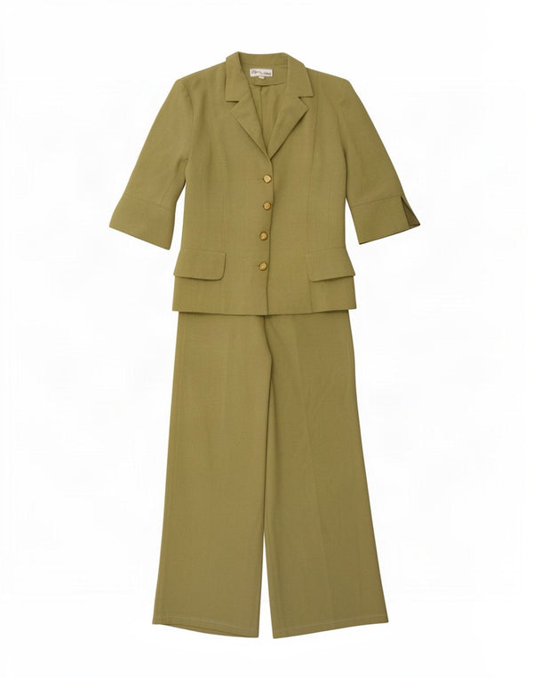 Vintage Womens 3/4 Sleeve 4 Button 2 Piece Suit IT 42 Medium W24 L31 Green