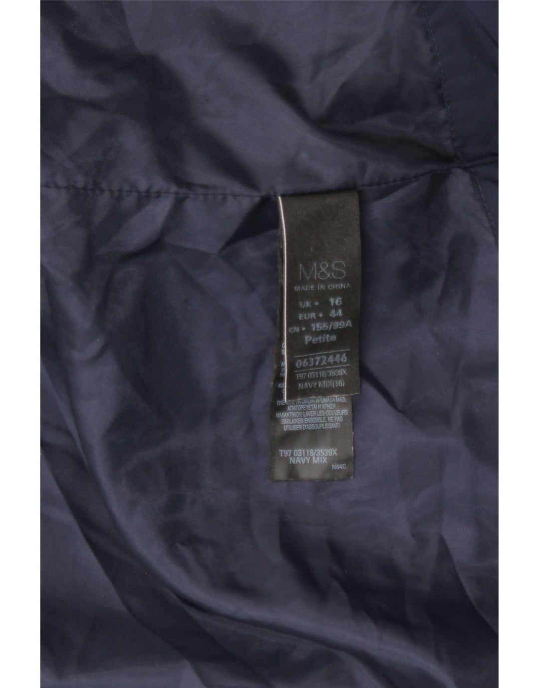 Giacca imbottita da donna Marks & Spencer UK 16 grande poliestere blu navy