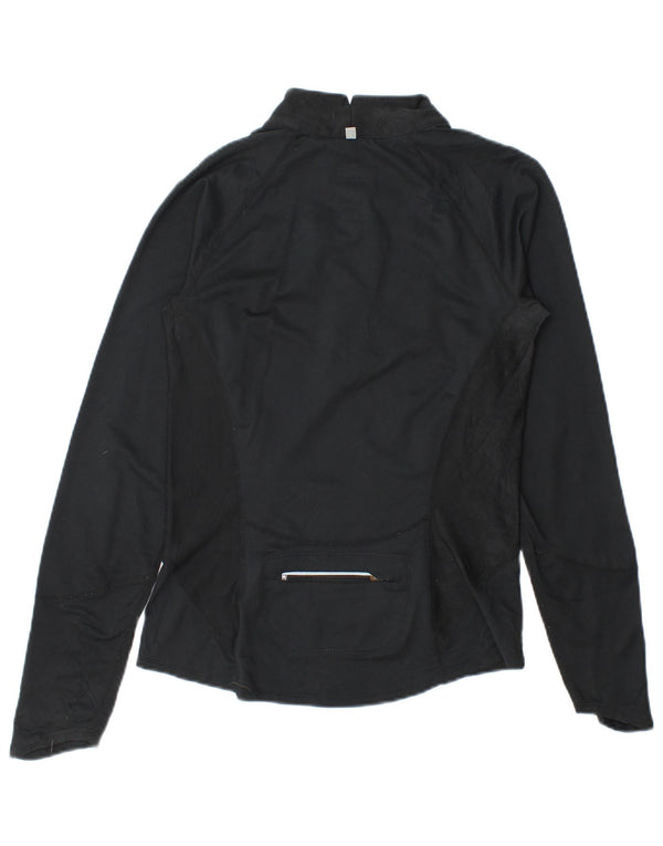 Maglia da donna Nike Dri Fit con collo e zip a maniche lunghe UK 4/6 XS poliestere nero