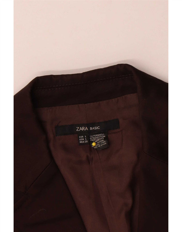 Giacca blazer a 1 bottone da donna Zara UK 14 grande cotone marrone
