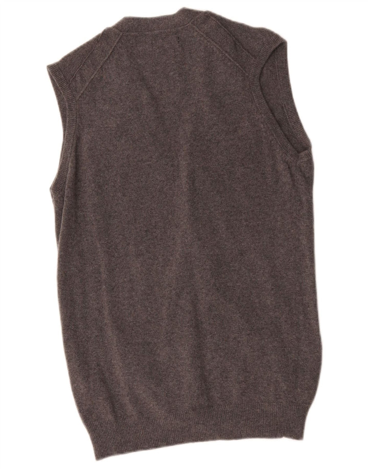 Maglione cardigan senza maniche da uomo Massimo Dutti in lana grigio medio