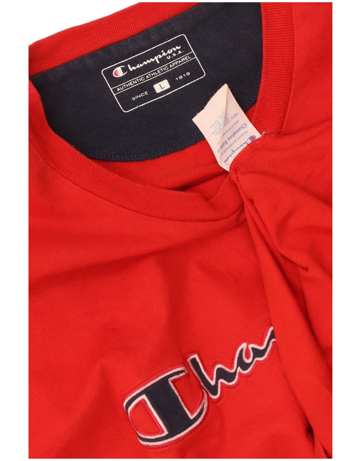 T-shirt grafica da uomo CHAMPION Top grande in cotone rosso