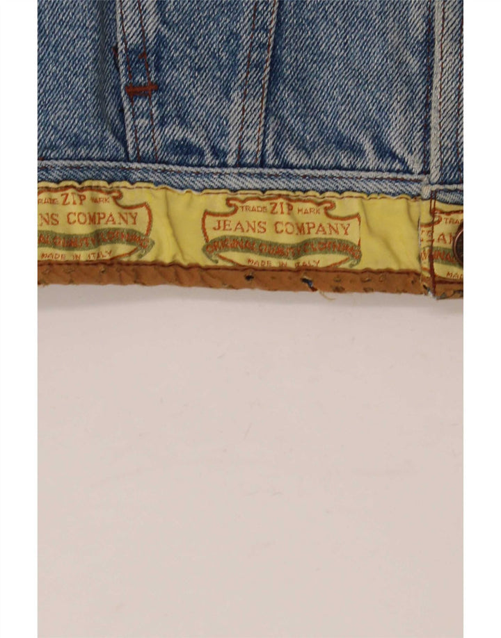 Giacca di jeans vintage da uomo UK 14 blu medio floreale