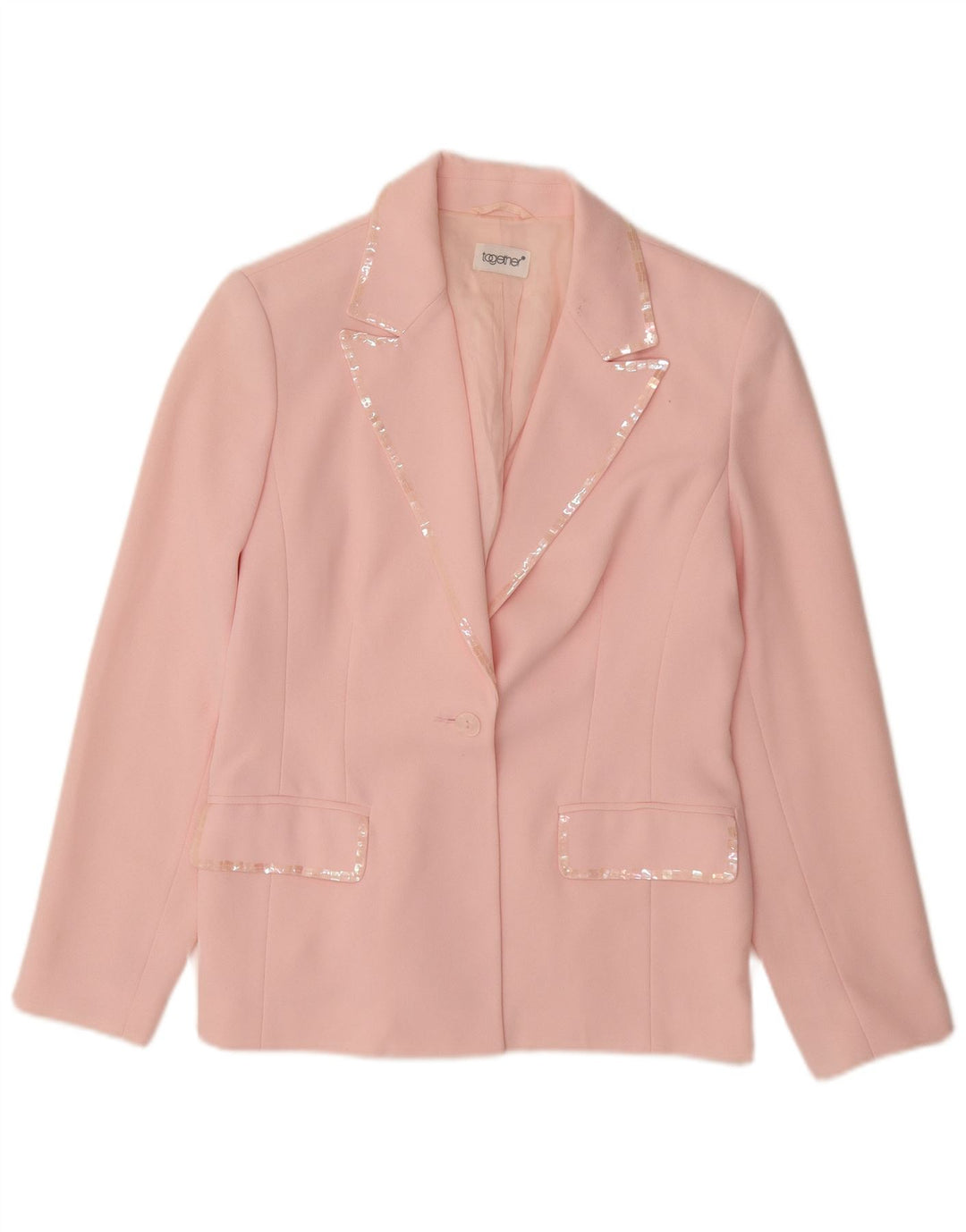 TOGETHER Giacca blazer da donna a 1 bottone UK 12 Poliestere rosa medio