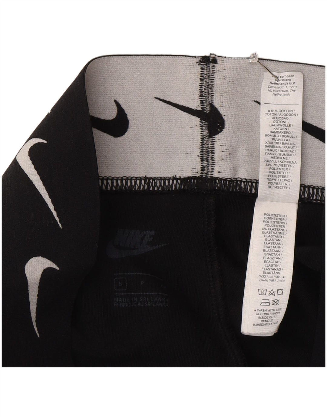 Leggings grafici da donna Nike UK 10 piccoli cotone nero