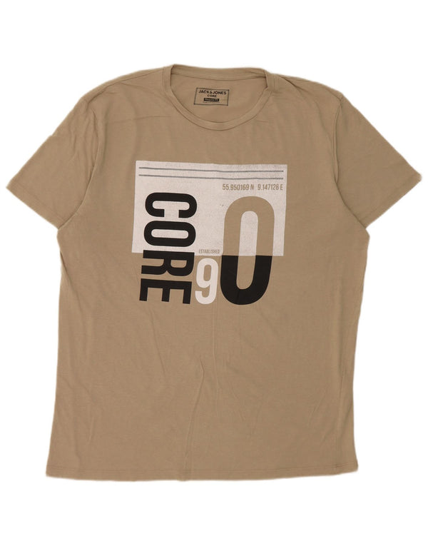 Jack & Jones T-shirt grafica da uomo Core Regular Fit XL in cotone beige